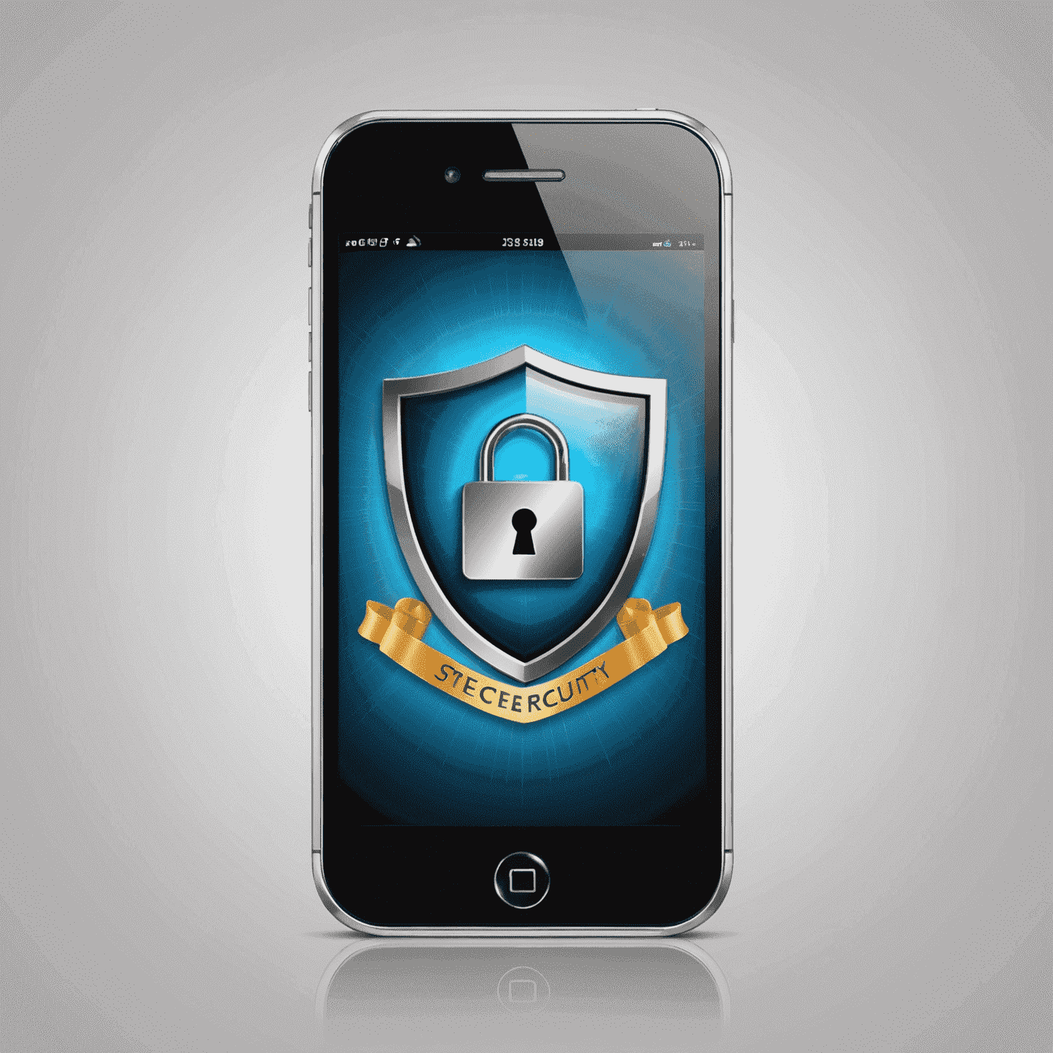 Illustration of a mobile phone with a shield and lock symbol representing app security